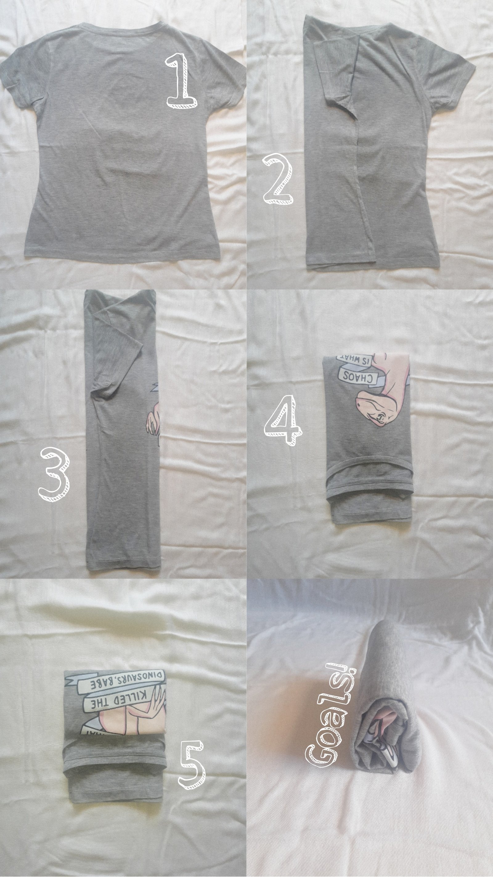 Cara Melipat Kaos ala Konmari. Foto : (Foto/Elga Thalia)