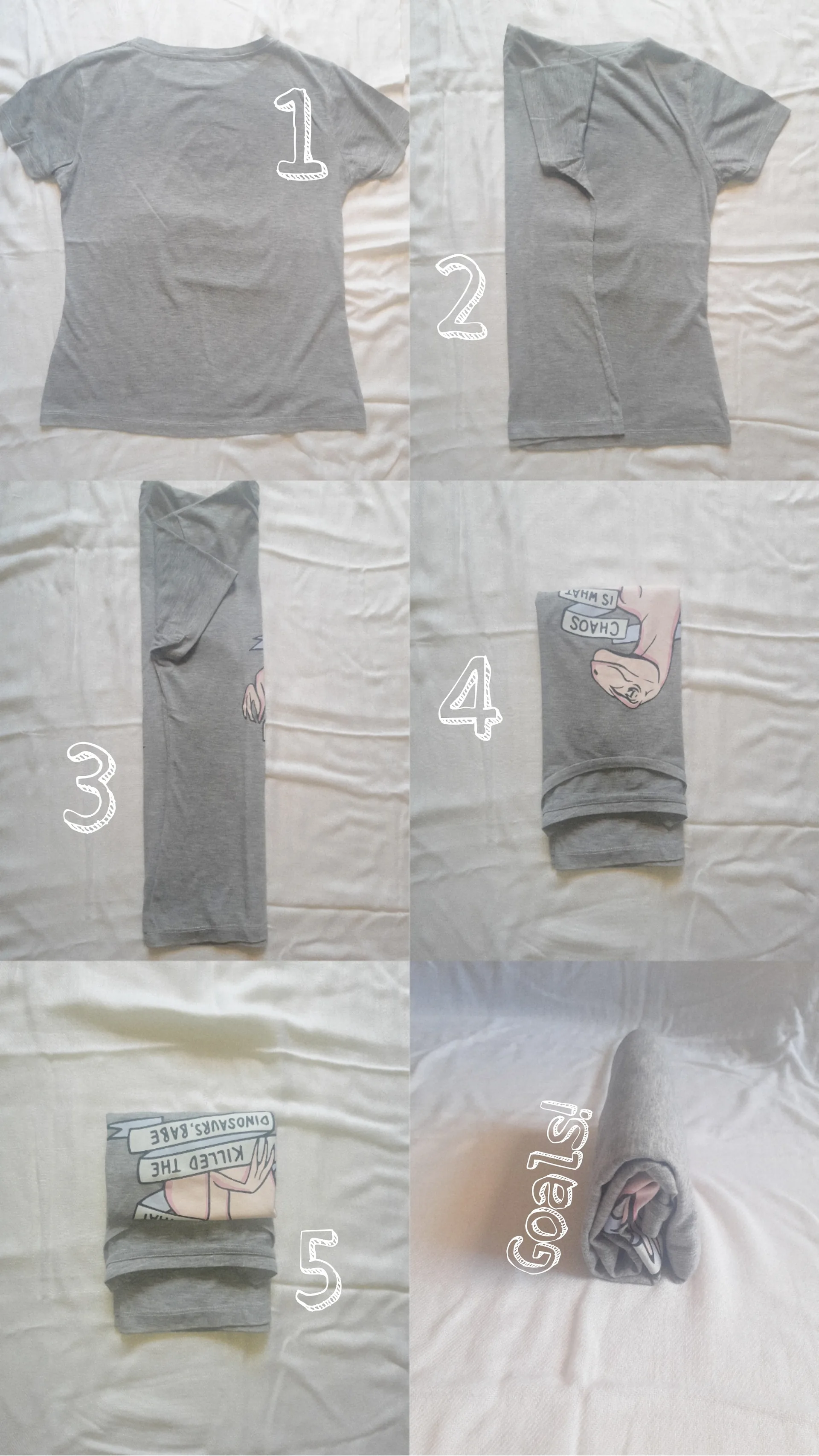 Cara Melipat Kaos ala Konmari. Foto : (Foto/Elga Thalia)