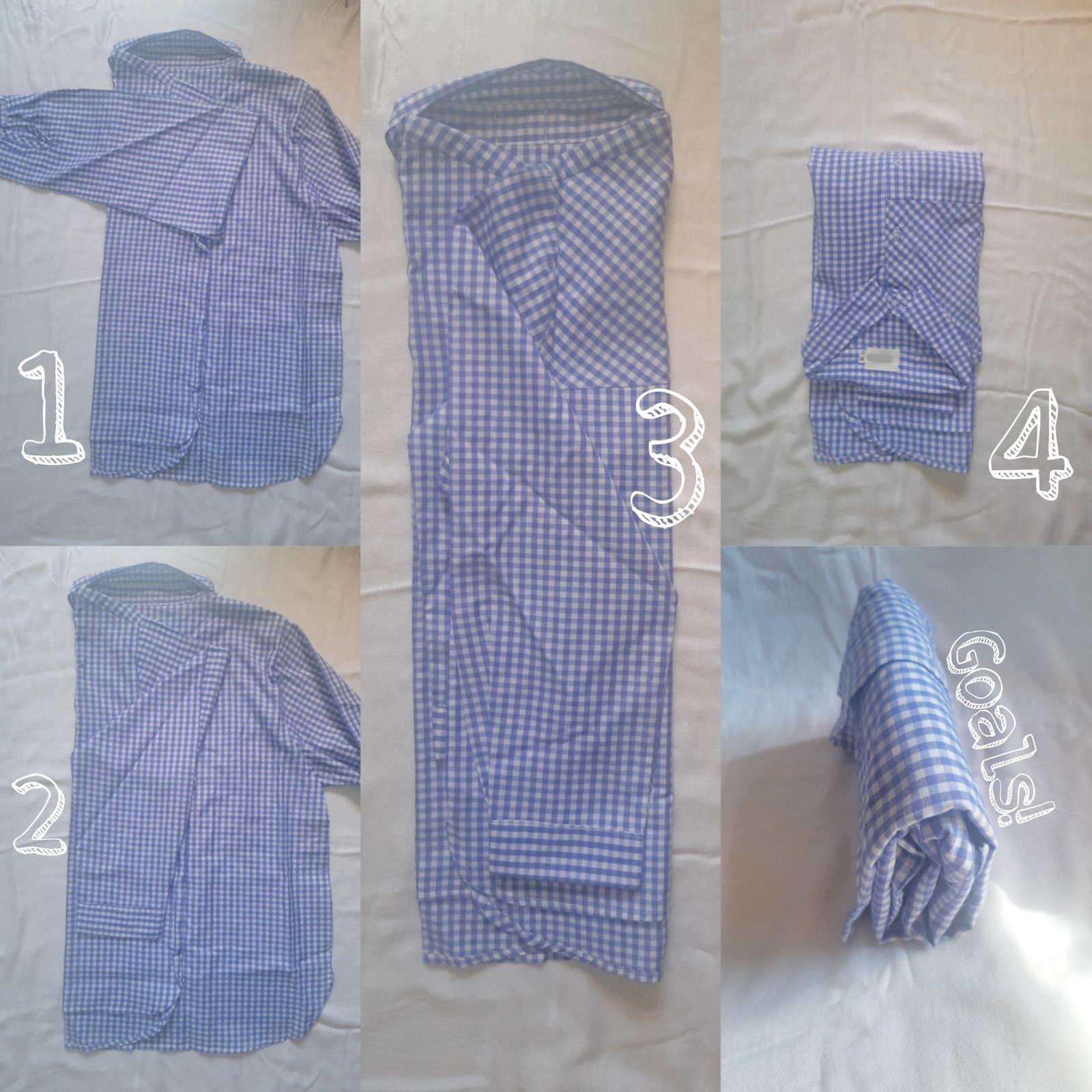 Cara Melipat Kemeja Lengan Panjang ala Konmari. Foto : (Foto/Elga Thalia)